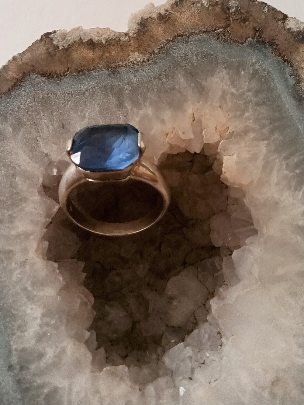 Sterling Silver 925 Ring Blue Topaz Stone Size 7.5